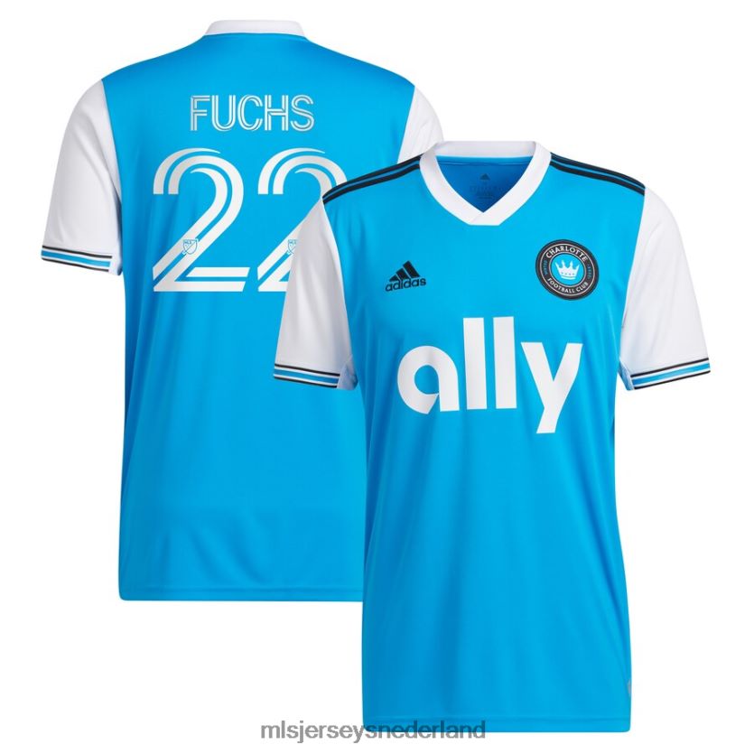Jersey 6088XJ419 MLS Jerseys Heren Charlotte FC Christian Fuchs Adidas blauw 2022 primaire replica spelerstrui