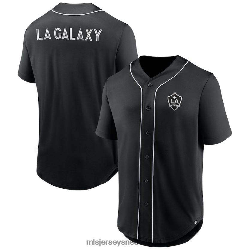 Jersey 6088XJ84 MLS Jerseys Heren la galaxy fanatici zwarte baseball-shirt met knoopsluiting uit de derde periode