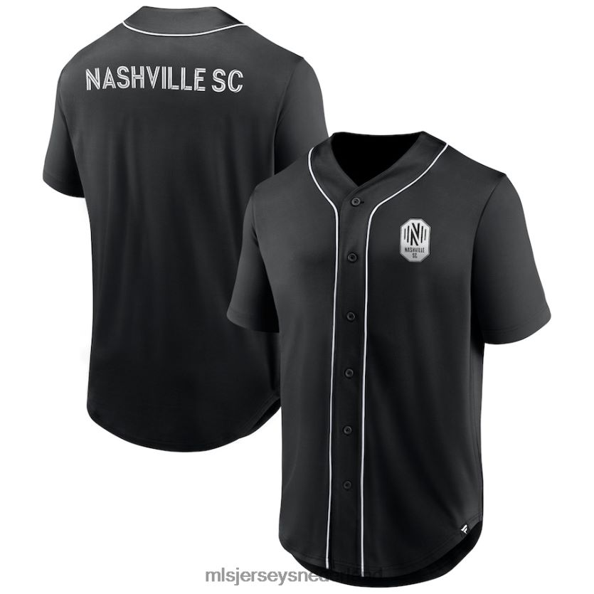 Jersey 6088XJ133 MLS Jerseys Heren Nashville SC-fanatici, zwarte baseball-jersey met knopen uit de derde periode