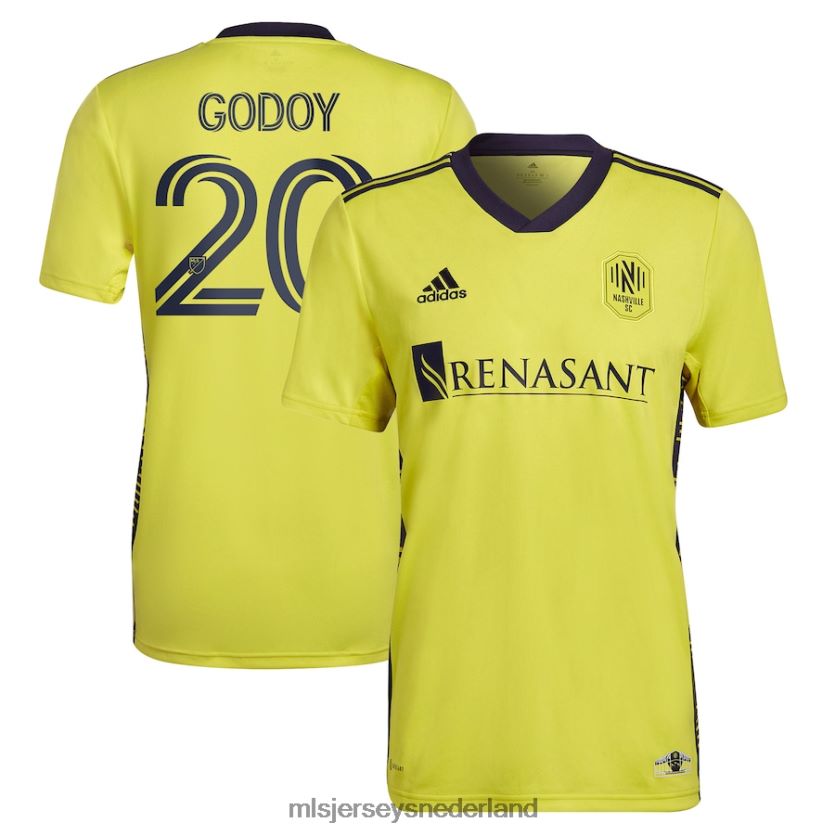Jersey 6088XJ1172 MLS Jerseys Heren nashville sc anibal godoy adidas geel 2023 de homecoming kit replica spelerstrui