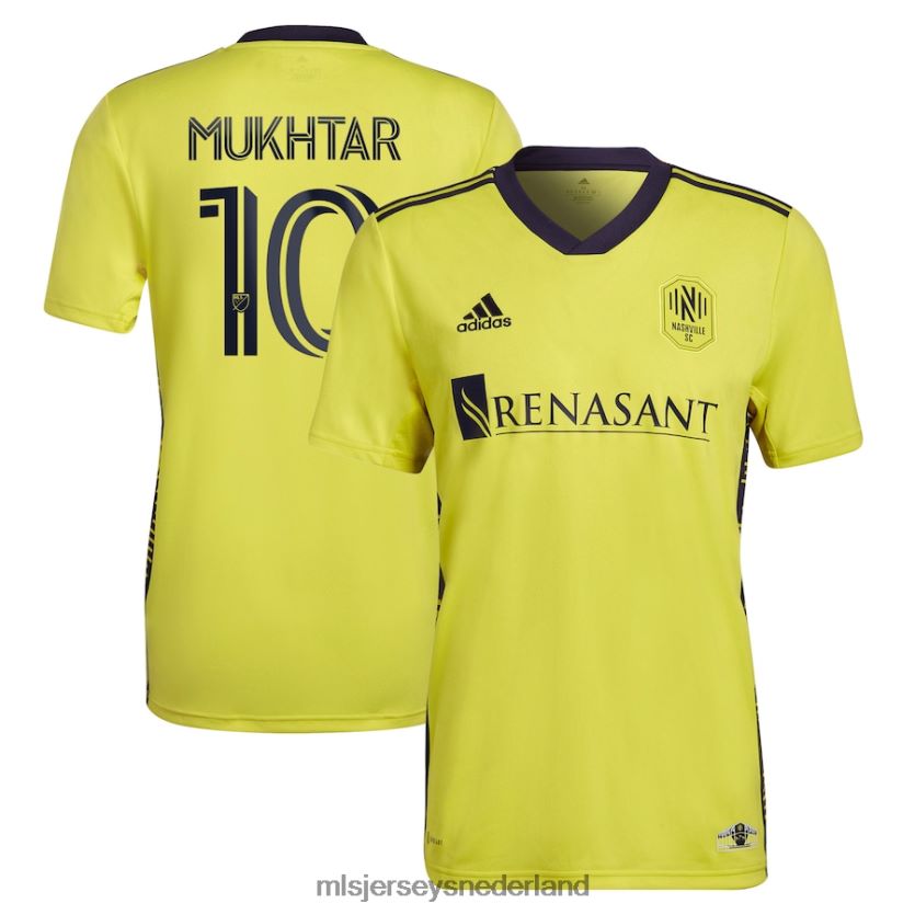 Jersey 6088XJ486 MLS Jerseys Heren nashville sc hany mukhtar adidas geel 2022 de homecoming kit replica spelerstrui
