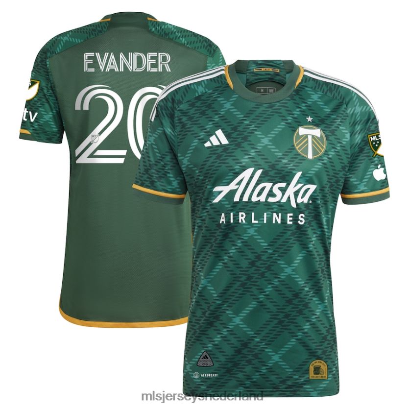 Jersey 6088XJ456 MLS Jerseys Heren Portland Timbers Evander adidas groene 2023 Portland geruite kit authentieke jersey