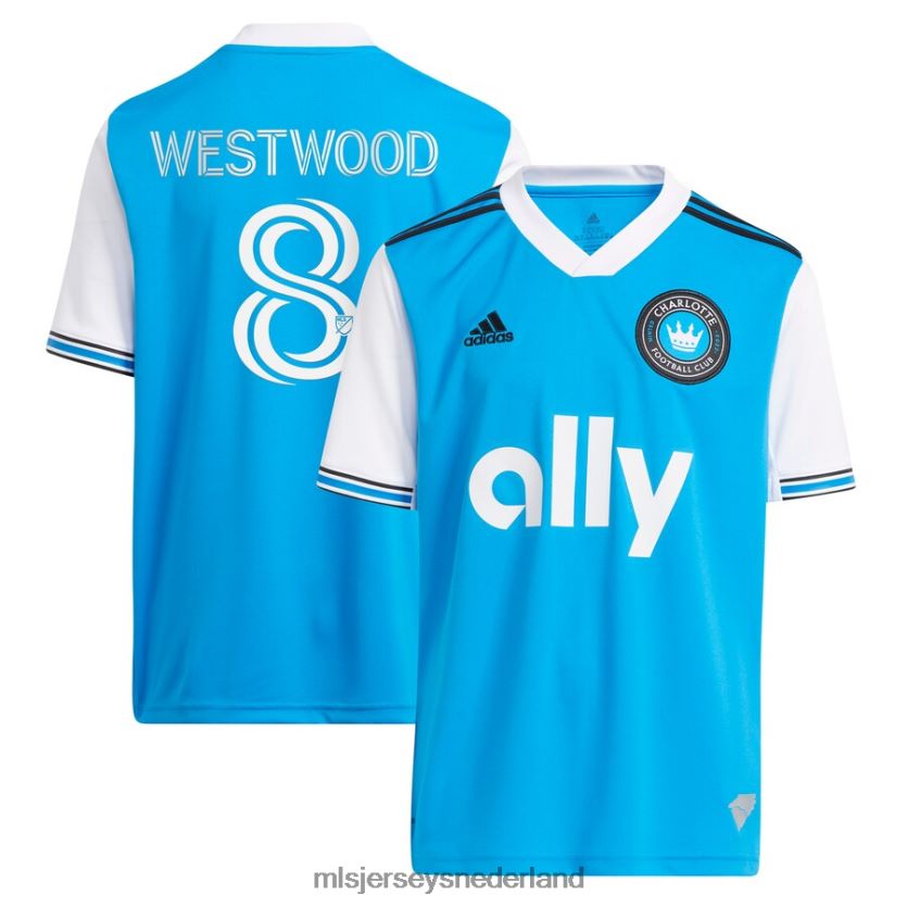 Jersey 6088XJ1160 MLS Jerseys kinderen Charlotte FC Ashley Westwood Adidas blauw 2023 nieuw geslagen replica spelerstrui