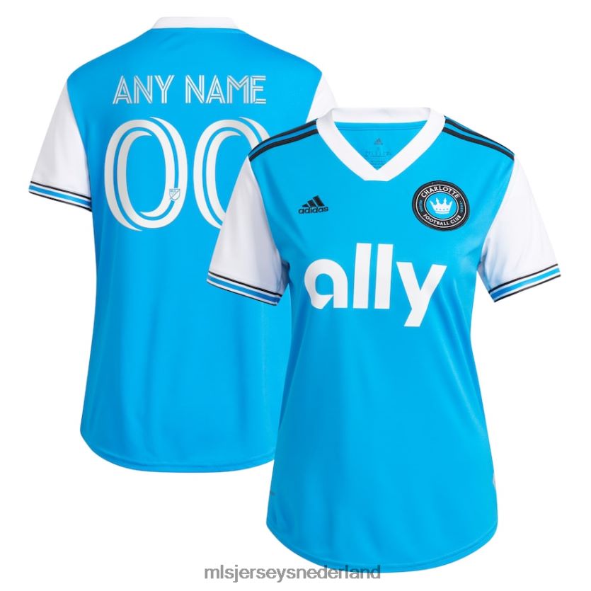 Jersey 6088XJ221 MLS Jerseys vrouwen Charlotte FC Adidas blauw 2022 primaire replica op maat gemaakte jersey