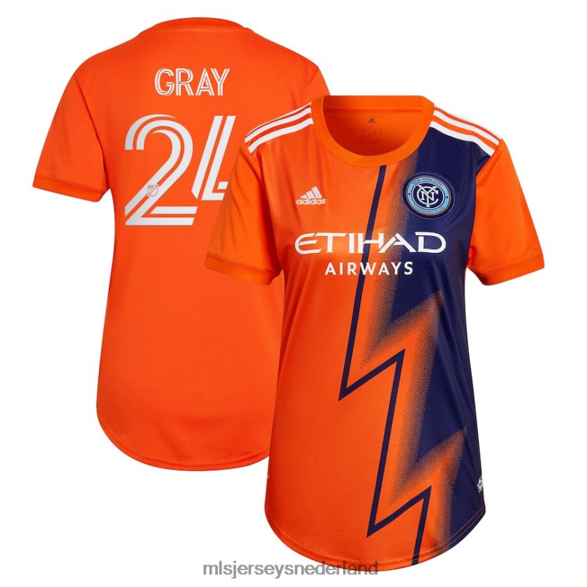 Jersey 6088XJ1228 MLS Jerseys vrouwen New York City FC Tayvon grijs Adidas oranje 2022 de volt kit replica spelerstrui